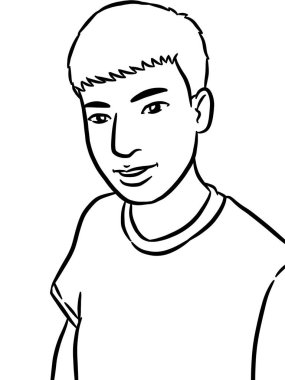 resim yapmak için siyah beyaz insan çiziyor.