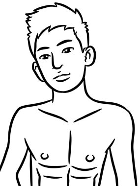 Beyaz arka planda resim yapmak için siyah beyaz erkek karikatürü