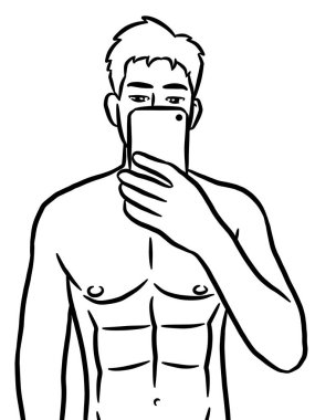 Beyaz arka planda resim yapmak için siyah beyaz erkek karikatürü