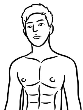 Beyaz arka planda resim yapmak için siyah beyaz erkek karikatürü