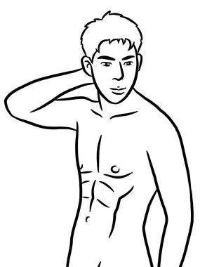 Beyaz arka planda resim yapmak için siyah beyaz erkek karikatürü