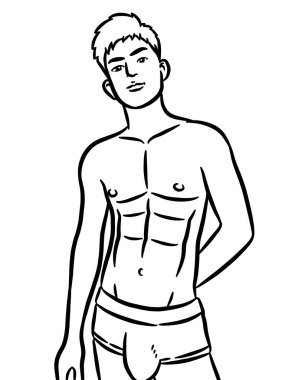 Beyaz arka planda resim yapmak için siyah beyaz erkek karikatürü