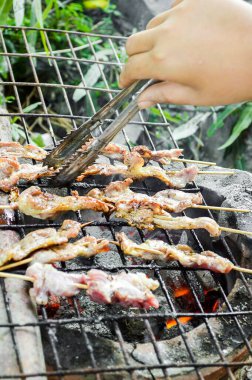 Tayland 'da ızgarada kızarmış domuz eti.