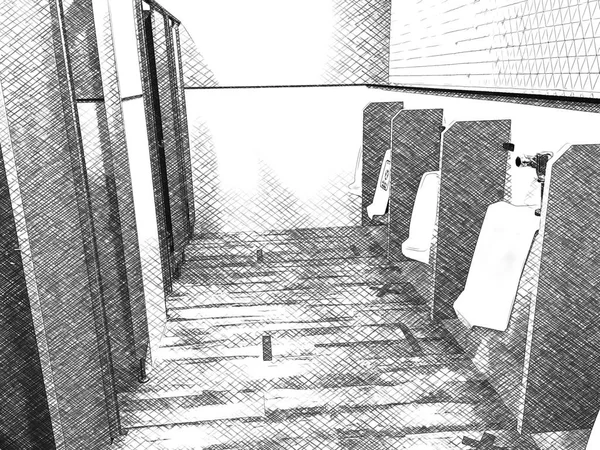トイレの黒と白の絵を描き — ストック写真