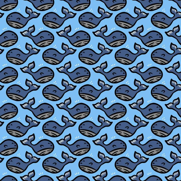 Seamless Pattern Background Whale Cartoon — Stock Photo, Image