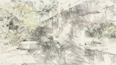 Ormanda köprünün rengini çizen sanat