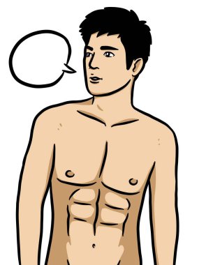 Beyaz arka plandaki yakışıklı seksi adam.