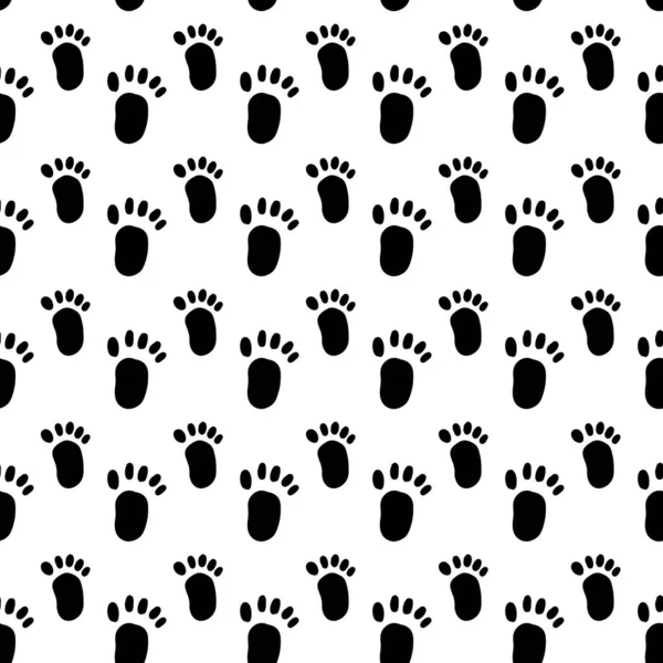 Siyah Beyaz Ayak Izlerinin Kusursuz Desen Arkaplanı — Stok fotoğraf