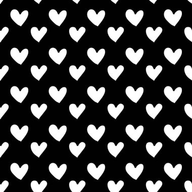 Siyah renkte beyaz kalbin kusursuz deseni