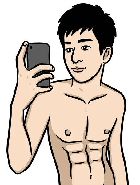 白い背景の漫画のかわいい男 — ストック写真