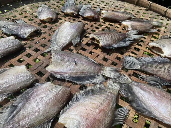 Chiudere Secchi Pesce Siam Sepat Cibo Crudo Stile Tailandese — Foto Stock