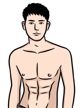 Beyaz arka planda sevimli bir adam çizgi filmi