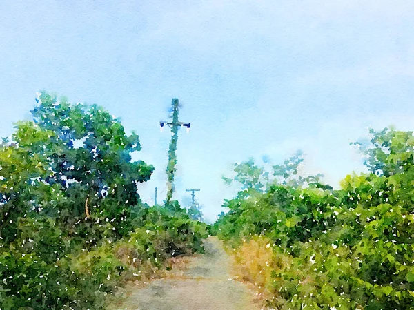 Arte Aquarela Paisagem Fundo — Fotografia de Stock