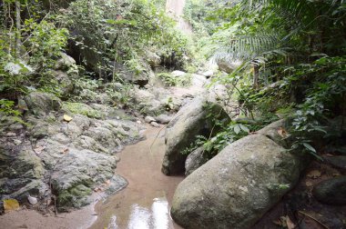 Bang Phra, Sriracha, Chonburi, Tayland 'daki Chanta şelalesinde büyük bir taş..