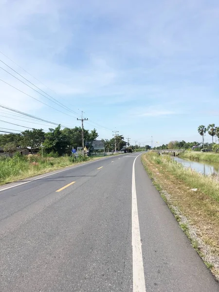 Route Asphaltée Dans Pays Chachoengsao Thaïlande — Photo