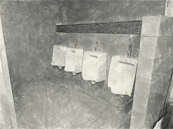 Рисунок Черно Белый Писсуар Туалете — стоковое фото