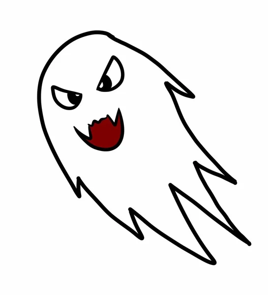 Carino Fantasma Cartone Animato Sfondo Bianco — Foto Stock