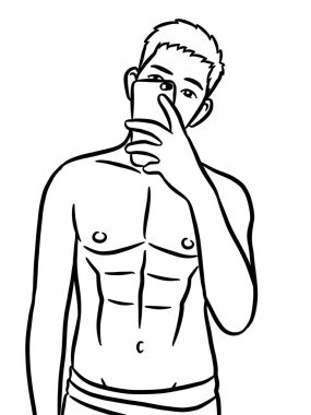 Resim çizen siyah beyaz, resim yapan yakışıklı bir adam.