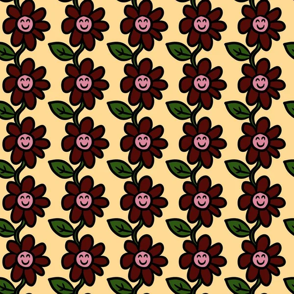 Nahtlose Muster Der Niedlichen Blume Cartoon — Stockfoto