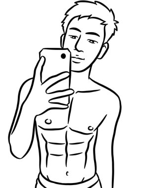 Resim çizen siyah beyaz, resim yapan yakışıklı bir adam.