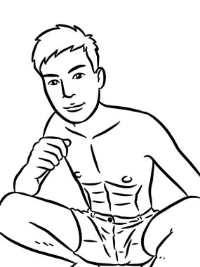 Resim çizen siyah beyaz, resim yapan yakışıklı bir adam.