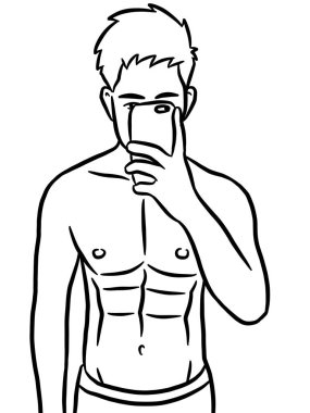 Resim çizen siyah beyaz, resim yapan yakışıklı bir adam.