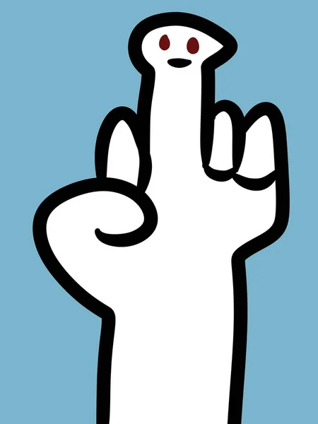Desenho Animado Mão Branca Cor Azul — Fotografia de Stock