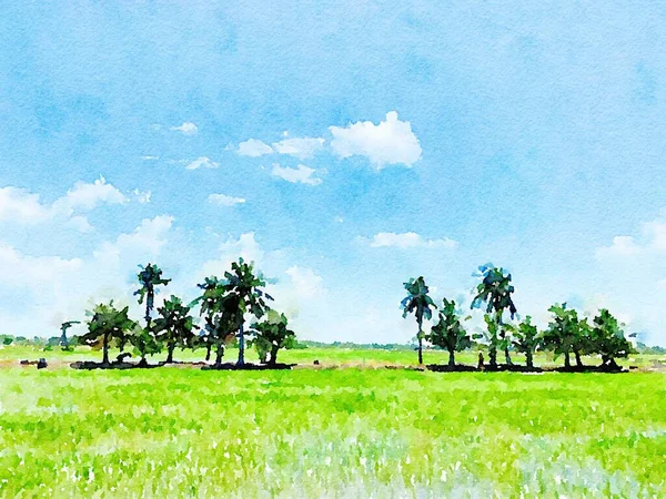 Art Aquarelle Fond Paysage — Photo