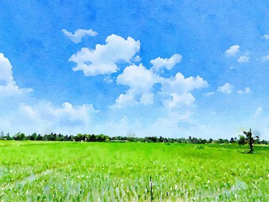 peyzaj arkaplanının suluboya sanatı