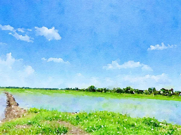 Kunst Aquarel Van Landschap Achtergrond — Stockfoto