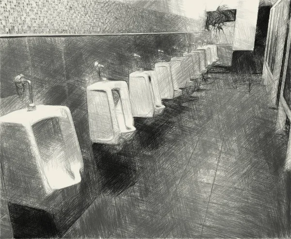 トイレに尿の白黒を描くのは — ストック写真