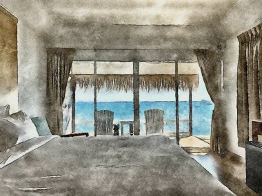 Deniz kenarındaki evin sanat rengi