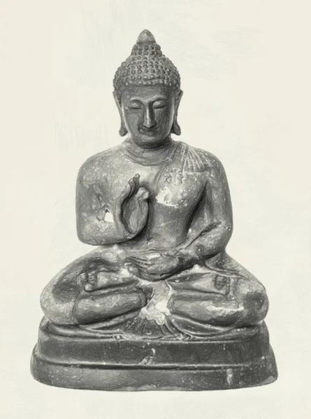 Művészet Rajz Fekete Fehér Buddha Szobor — Stock Fotó