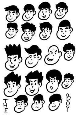 Beyaz arka planda sevimli çocuk çizgi filmi