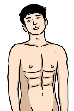 Beyaz arka planda sevimli bir adam çizgi filmi