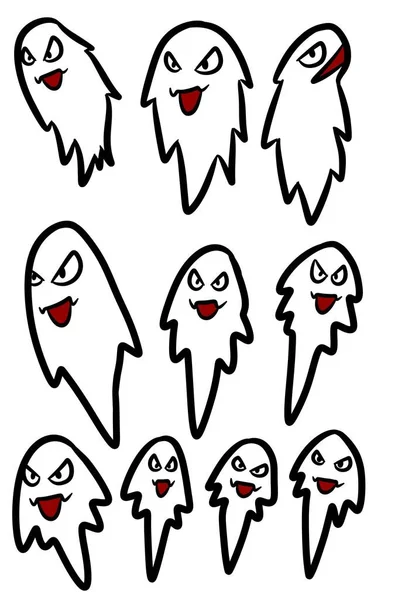 白い背景のかわいい幽霊漫画 — ストック写真