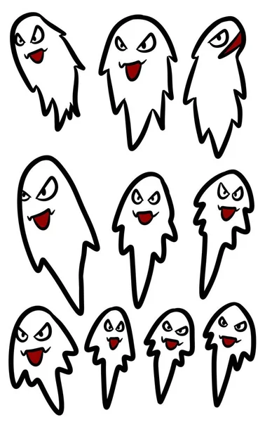 Lindo Fantasma Dibujos Animados Sobre Fondo Blanco —  Fotos de Stock