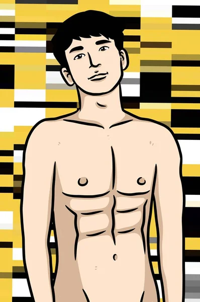 Art Sexy Homme Dessin Animé Sur Fond Couleur — Photo