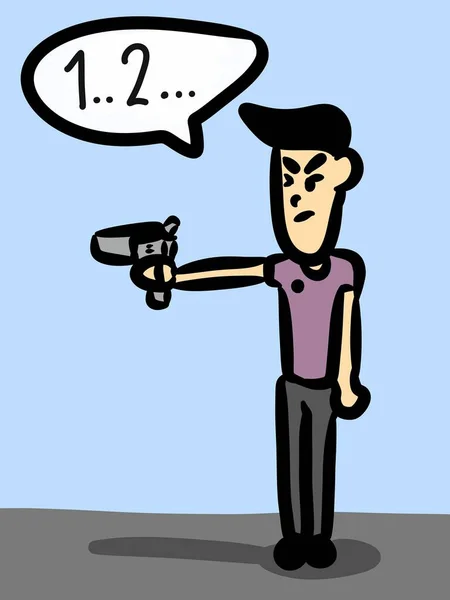 Cute Man Gun Cartoon Background — Stock Photo, Image