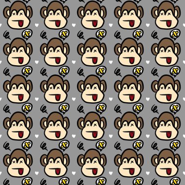 Tatlı maymun çizgi film arkaplanının kusursuz deseni