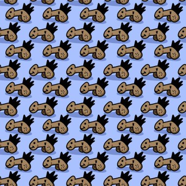 Sevimli canavar karikatür arka planının kusursuz deseni