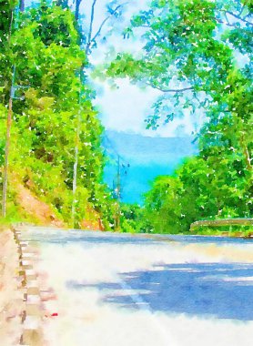 peyzaj arkaplanının suluboya