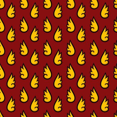 Kırmızı arkaplanda sarı kanadın kusursuz deseni