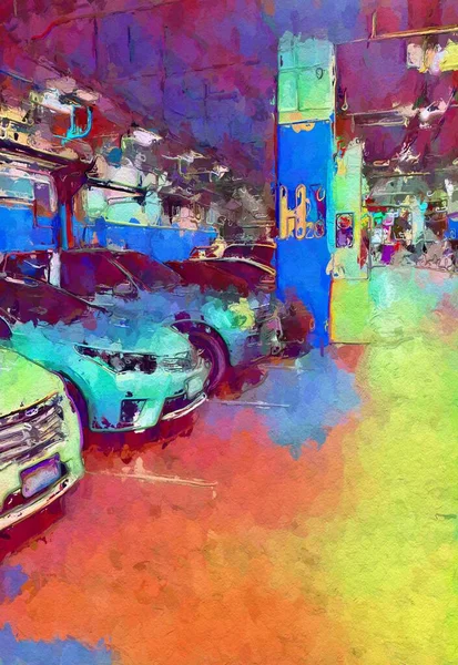 Художественный Цвет Автомобиля Парке — стоковое фото