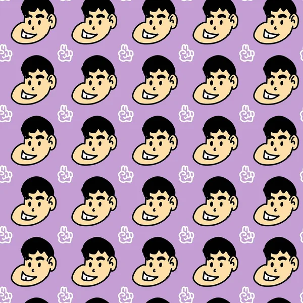 seamless pattern of cute man cartoon