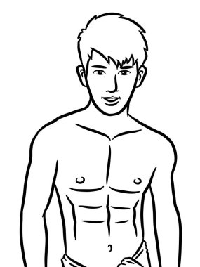 black and white of cute man cartoon of coloring