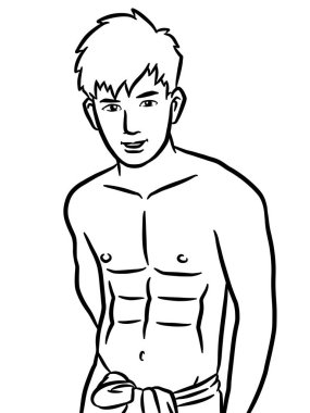 black and white of cute man cartoon of coloring