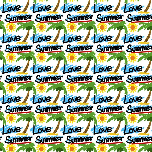 Padrão Sem Costura Texto Love Summer — Fotografia de Stock