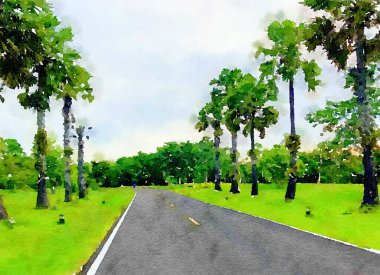 Tayland 'da yolun suluboya sanatı