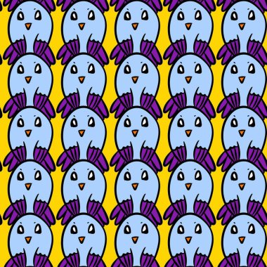 Tatlı kuş çizgi filminin arka planında kusursuz desen